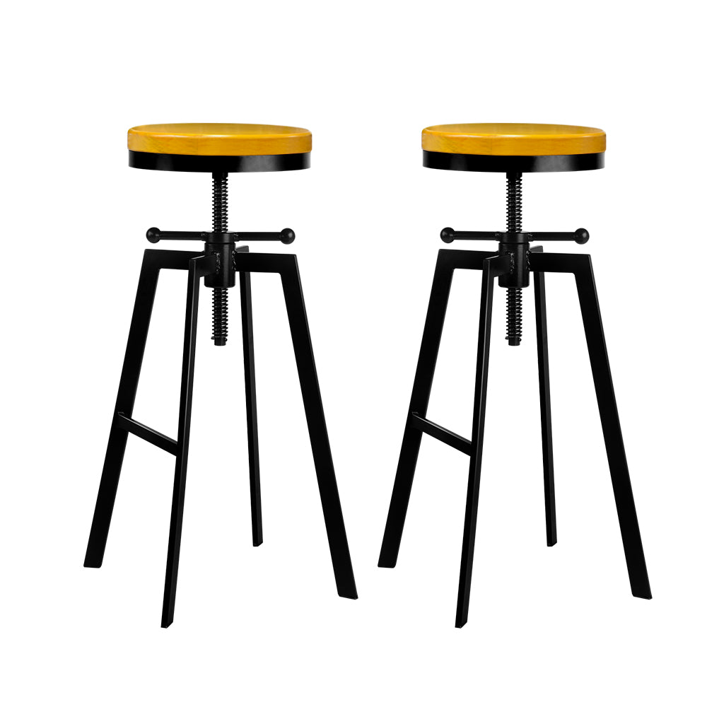 Artiss 2x Vintage Bar Stools Kitchen Stool Industrial Barstools Metal Swivel