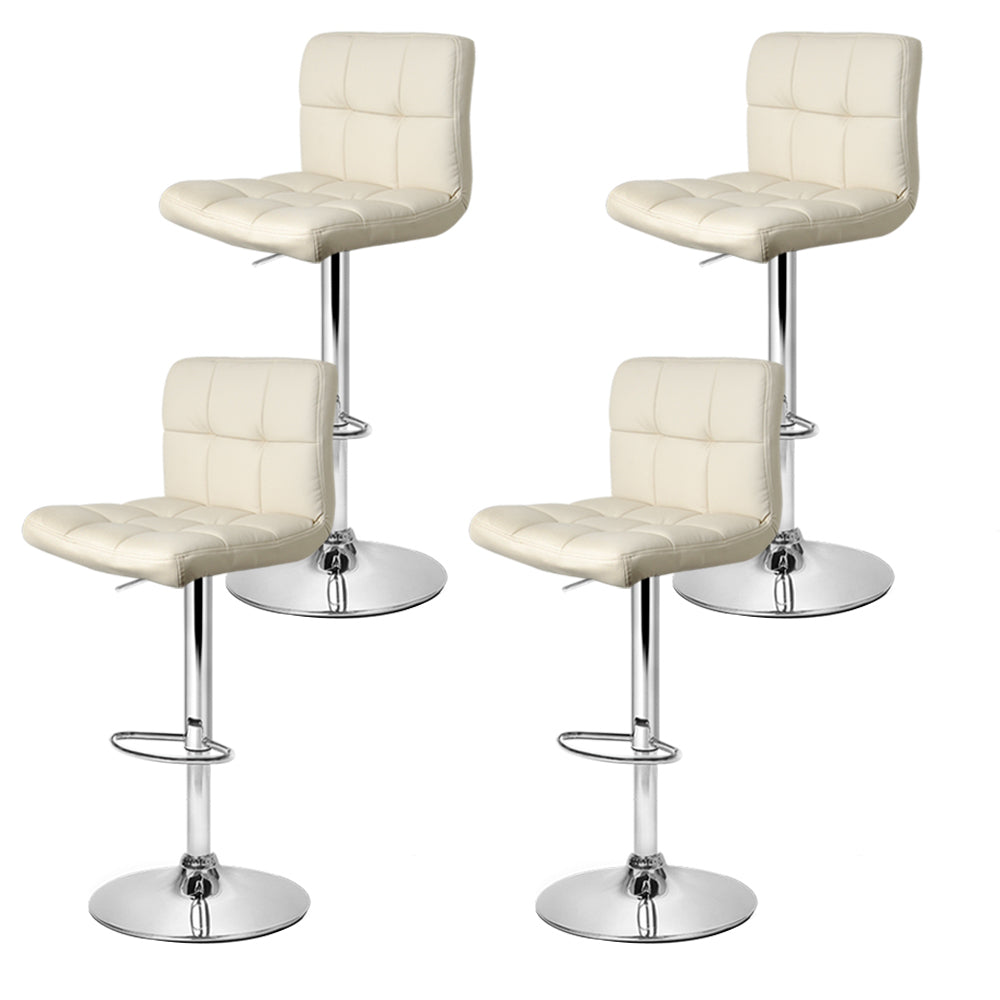 Artiss Set of 4 PU Leather Gas Lift Bar Stools - Beige