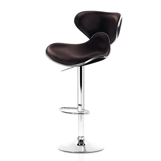 Artiss 2x Gas Lift Bar Stools Swivel Chairs Leather Chrome Chocolate