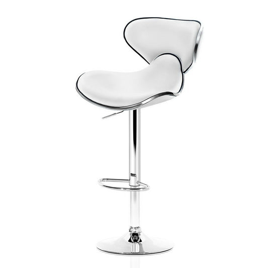 Artiss 2x Bar Stools DINO Kitchen Swivel Bar Stool Leather Gas Lift Chairs White