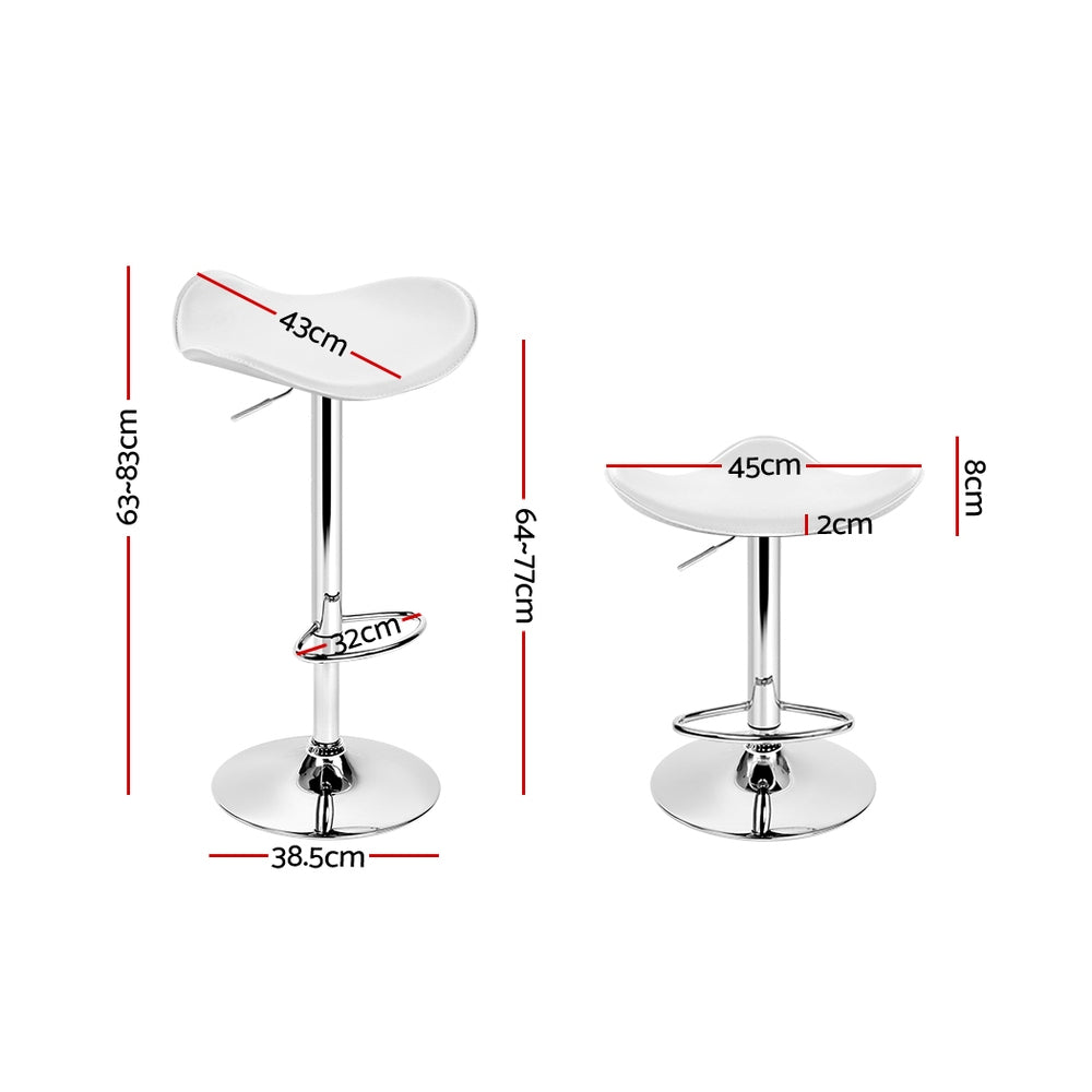 Artiss Set of 2 Gas Lift Bar Stools PU Leather - White and Chrome