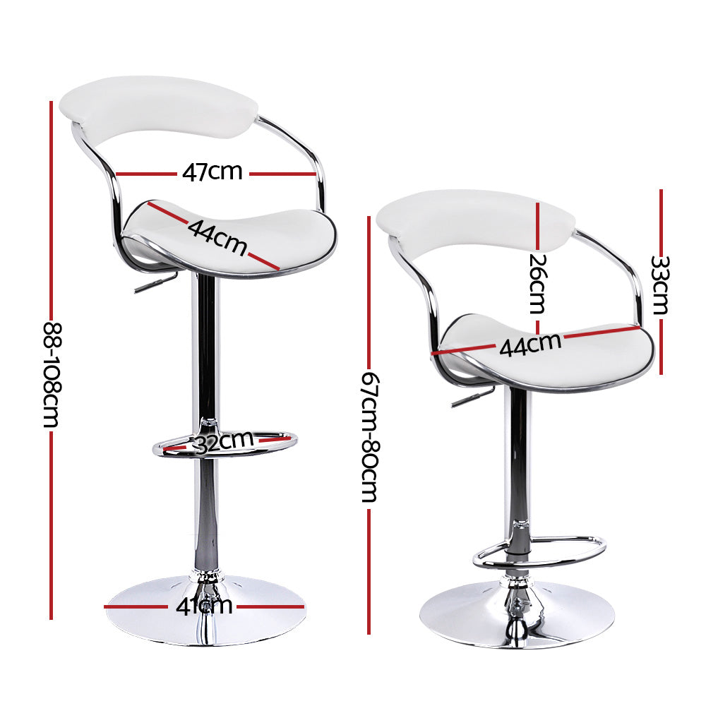 Artiss Set of 4 PU Leather Bar Stools- Chrome and White