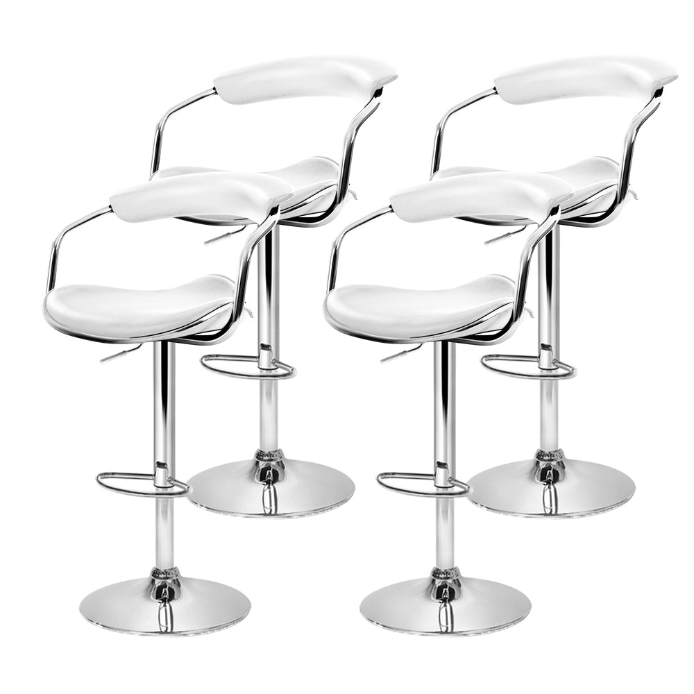 Artiss Set of 4 PU Leather Bar Stools- Chrome and White