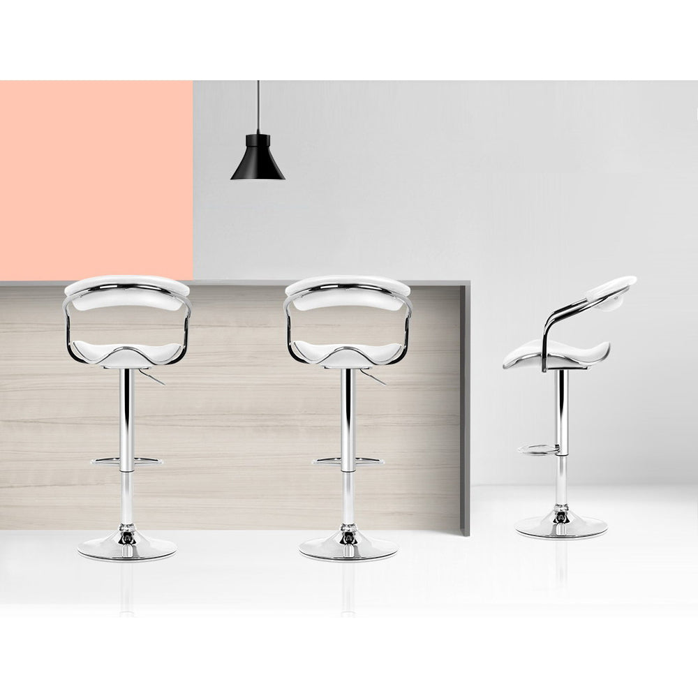 Artiss Set of 4 PU Leather Bar Stools- Chrome and White