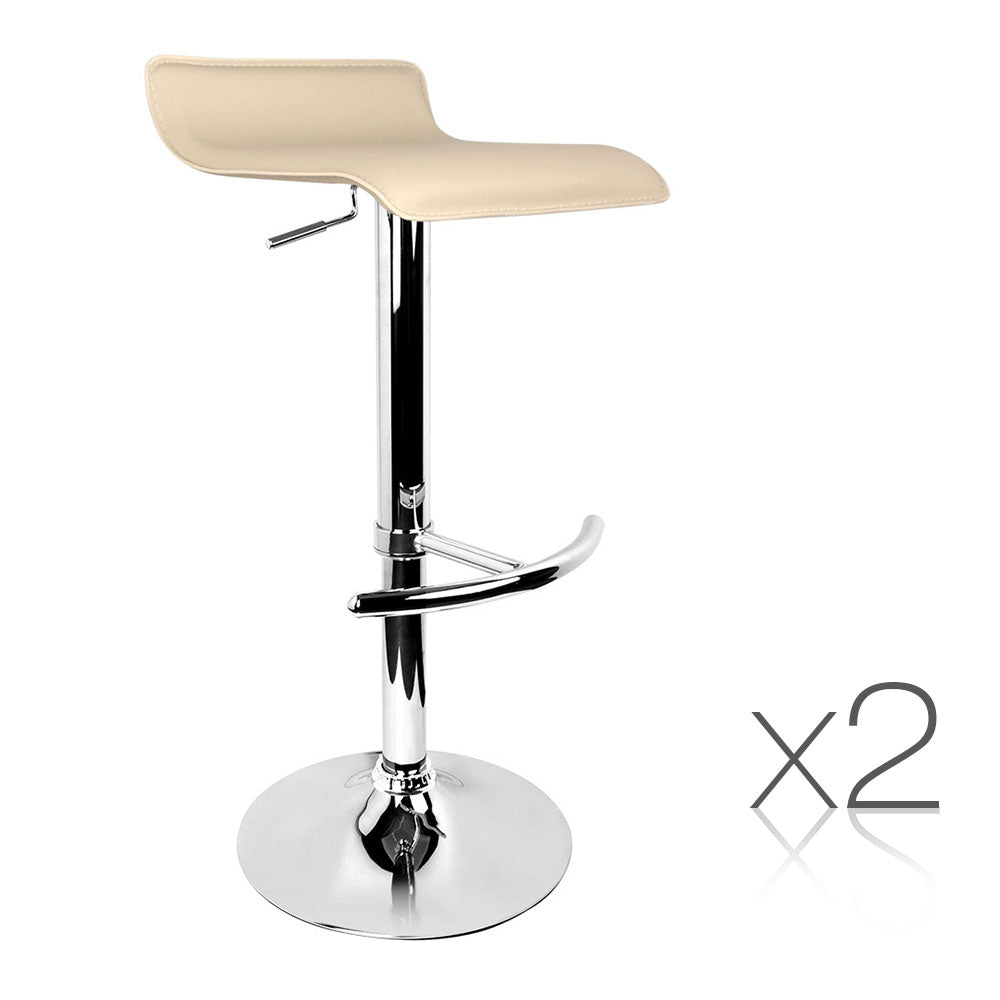 Artiss Set of 2 PU Leather Bar Stools - Beige