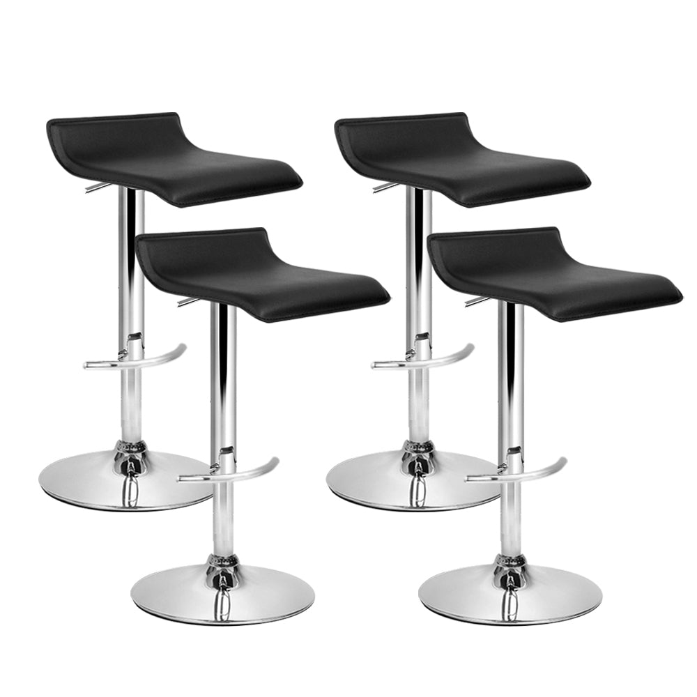 Artiss Set of 4 PU Leather Wave Style Bar Stools - Black