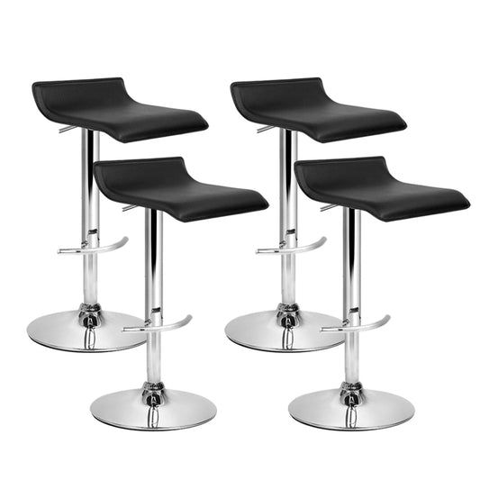 Artiss Set of 4 PU Leather Wave Style Bar Stools - Black