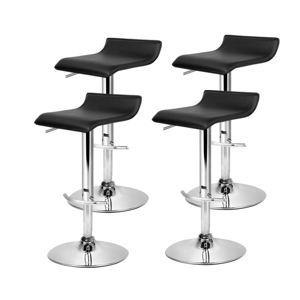 Artiss Set of 4 PU Leather Wave Style Bar Stools - Black