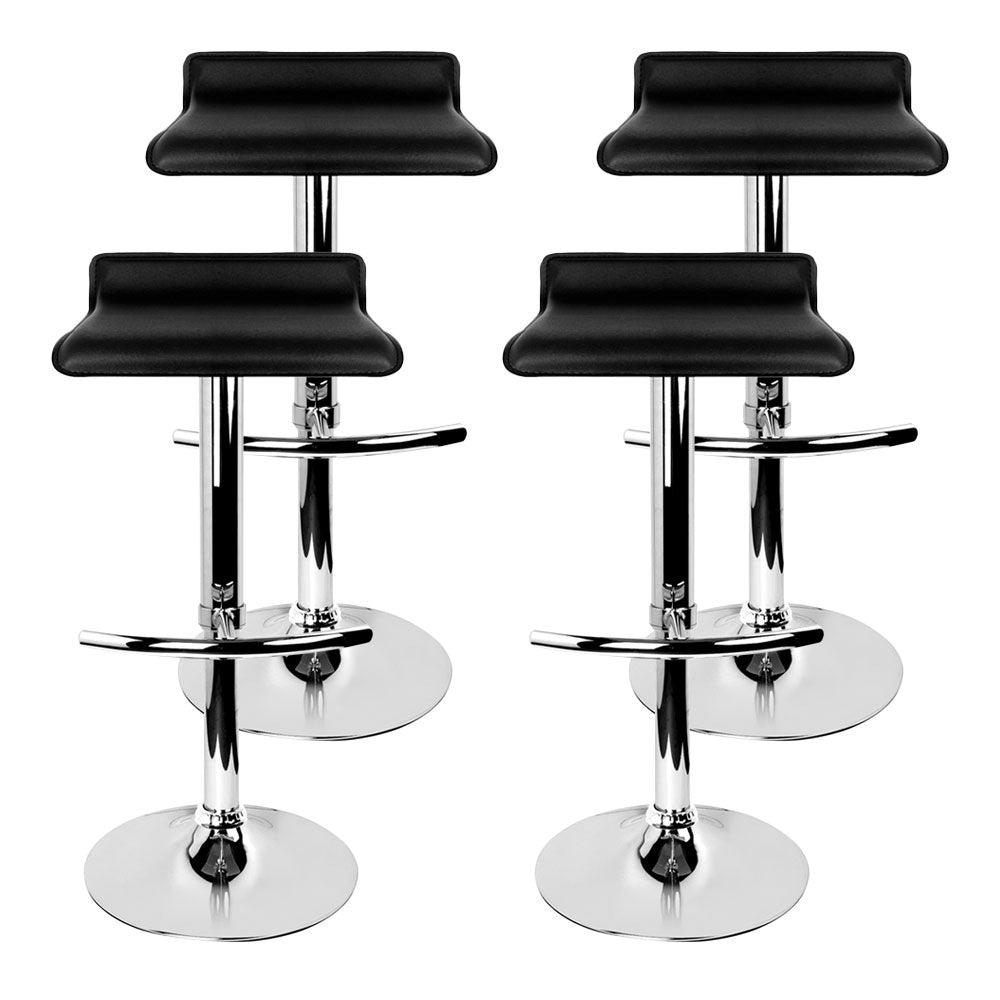 Artiss Set of 4 PU Leather Wave Style Bar Stools - Black