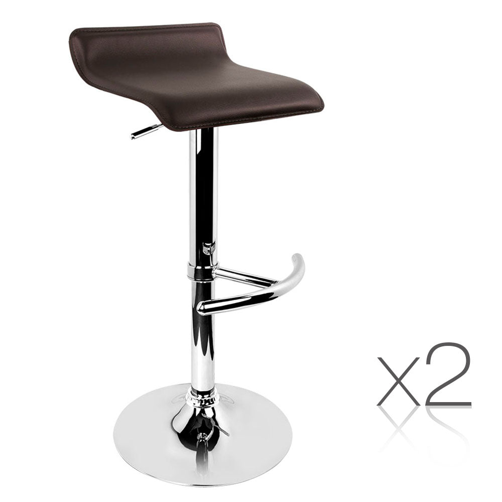 Artiss Set of 2 PU Leather Bar Stools - Chocolate