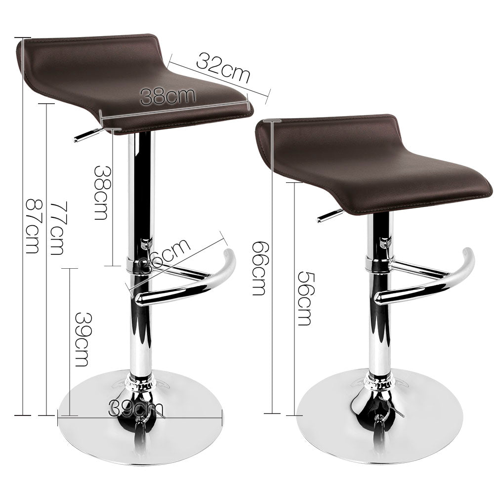 Artiss Set of 2 PU Leather Bar Stools - Chocolate