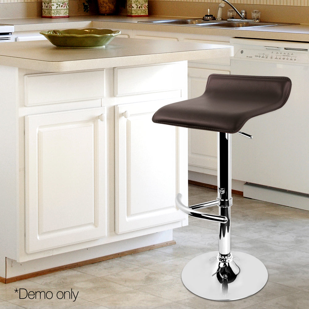 Artiss Set of 2 PU Leather Bar Stools - Chocolate