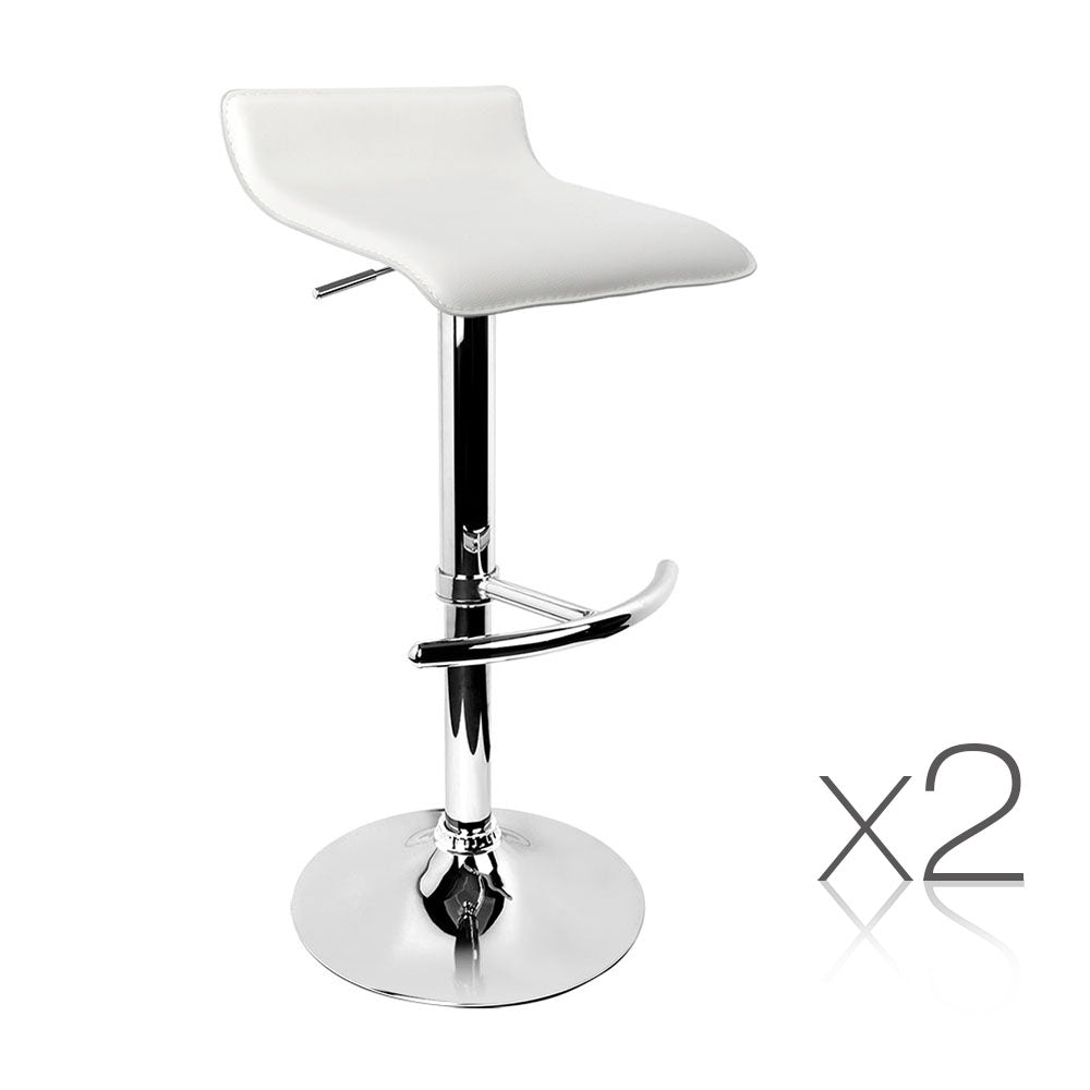 Artiss Set of 2 PU Leather Bar Stools - White