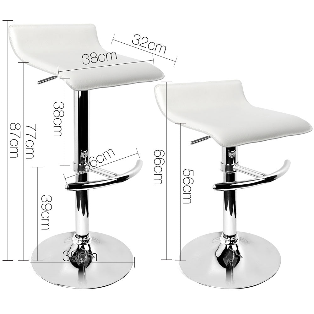 Artiss Set of 2 PU Leather Wave Style Bar Stools - White