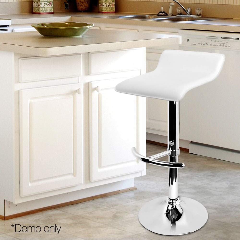 Artiss Set of 2 PU Leather Wave Style Bar Stools - White