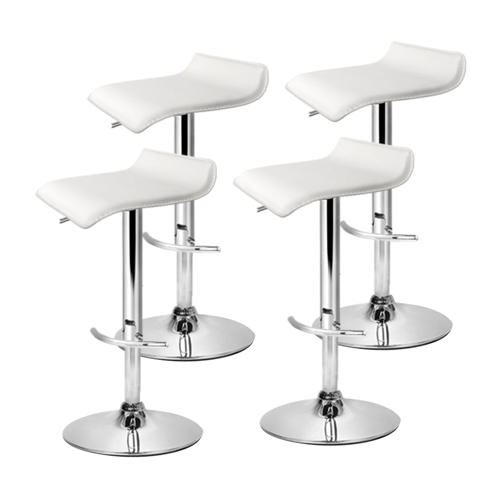 Artiss Set of 4 PU Leather Wave Style Bar Stools - White