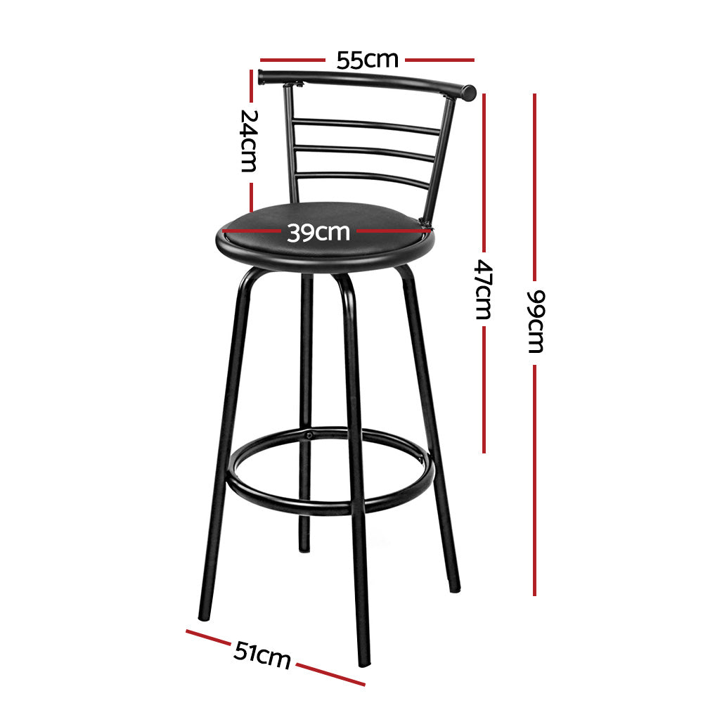 Artiss Set of 4 PU Leather Bar Stools - Black and Steel