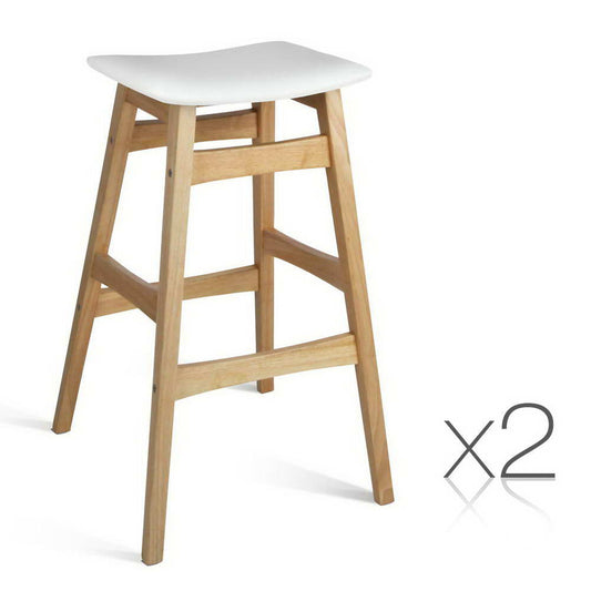 Artiss Set of 2 Wooden and Padded Bar Stools - White