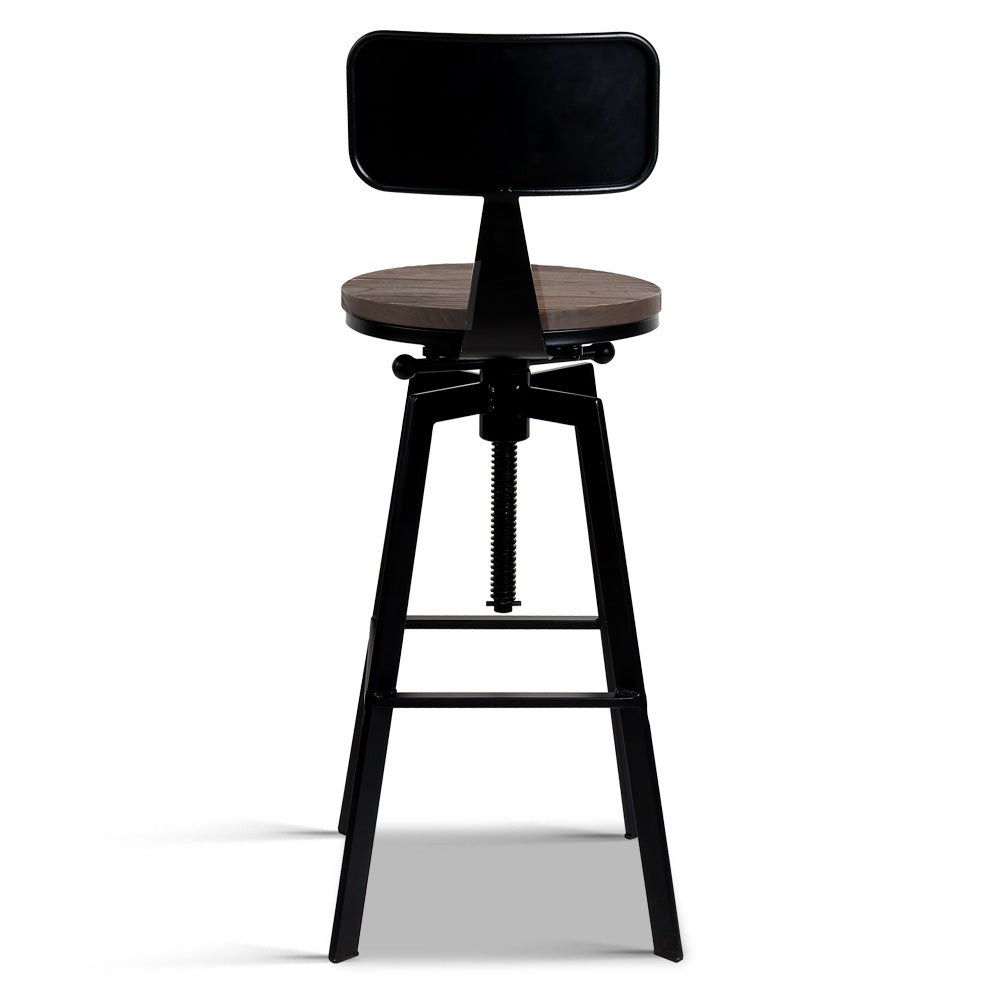 Artiss Rustic Industrial Style Metal Bar Stool - Black and Wood