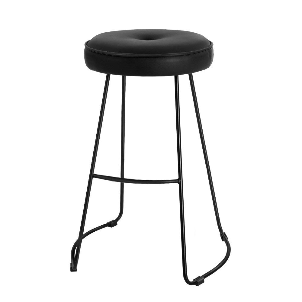 Artiss 2x Bar Stools Kitchen Stool Chairs Modern Metal Leather Black