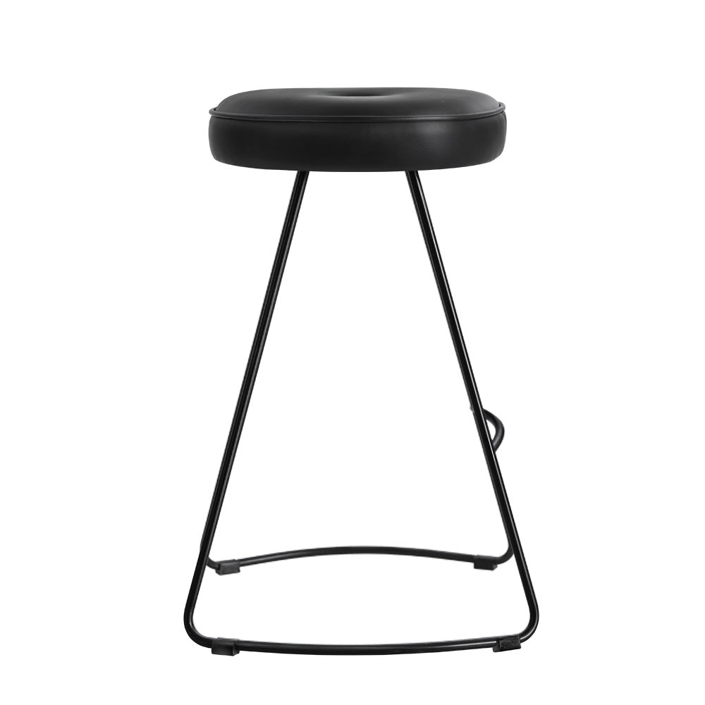 Artiss 2x Bar Stools Kitchen Stool Chairs Modern Metal Leather Black