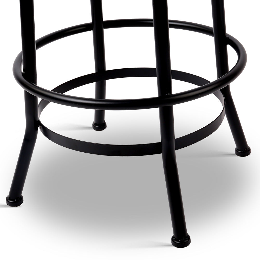 Artiss Bar Stool Industrial Round Seat Wood Metal - Black and Brown