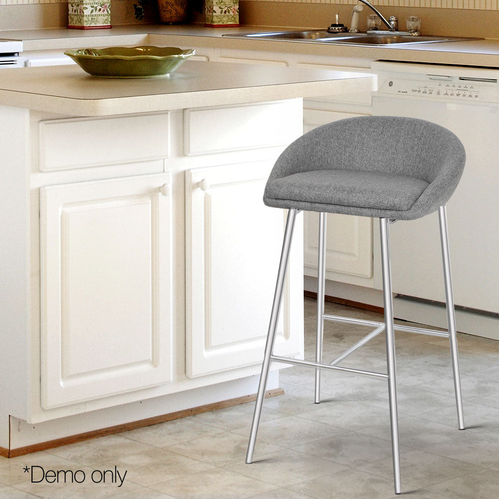 Artiss Set of 2 Fabric Bar Stools - Grey