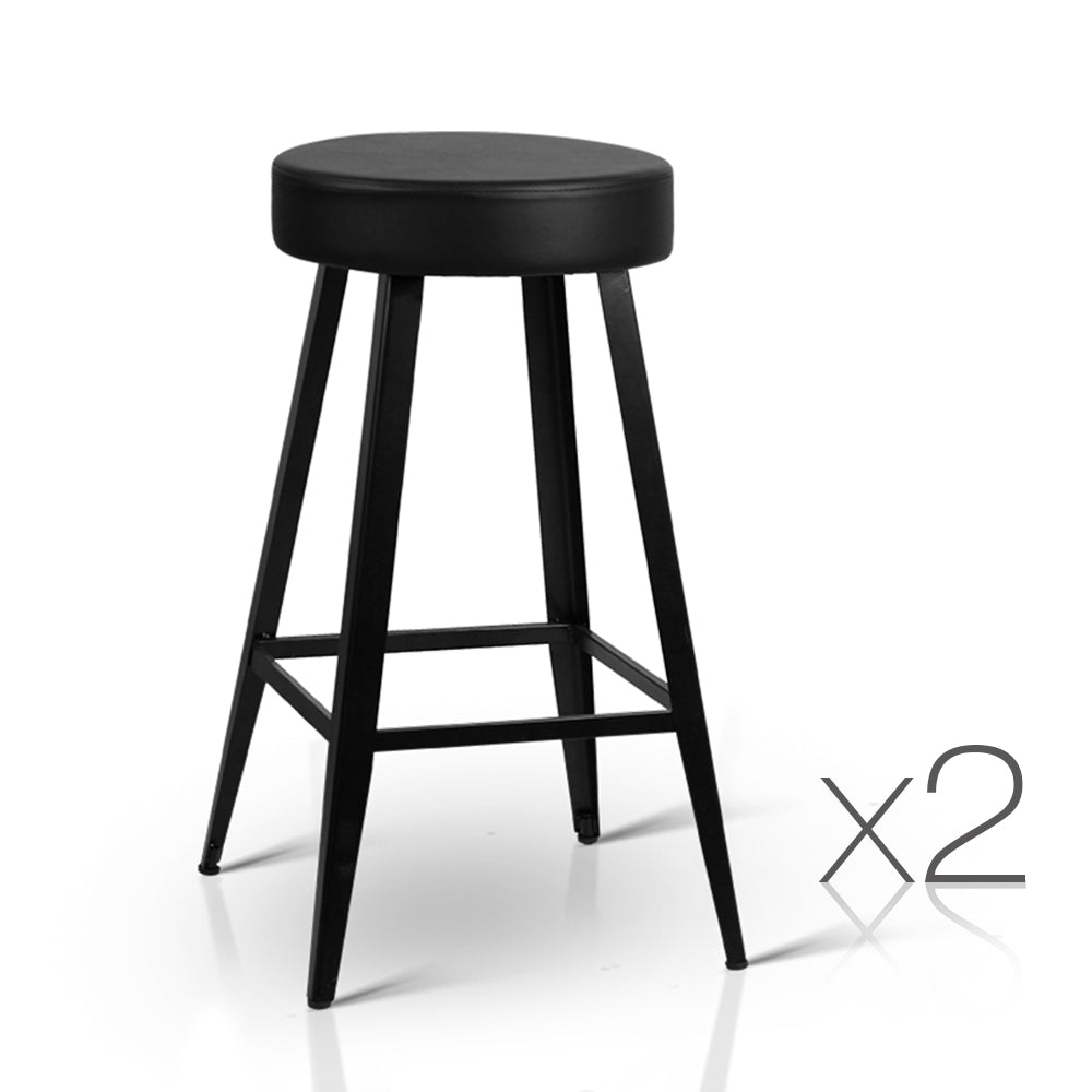 Artiss Set of 2 PU Leather Bar Stools - Black