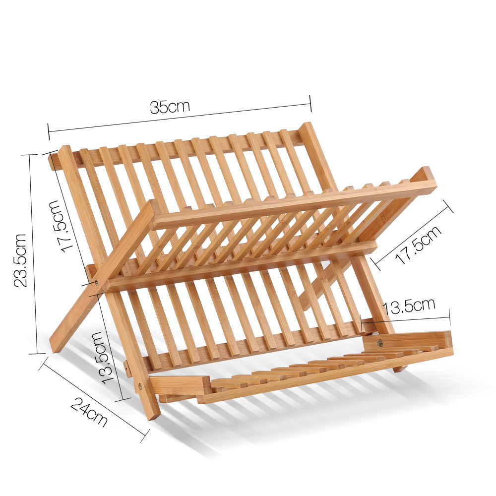 Artiss 2 Tier Bamboo Dish Rack