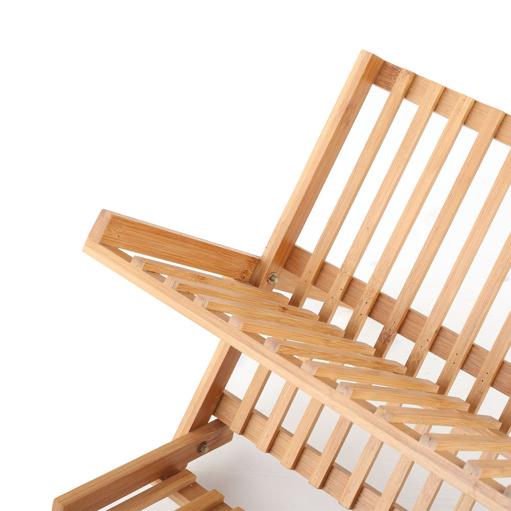 Artiss 2 Tier Bamboo Dish Rack