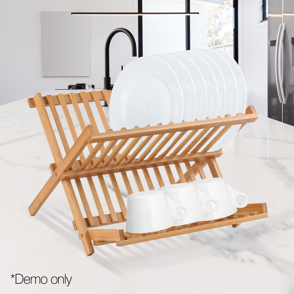 Artiss 2 Tier Bamboo Dish Rack