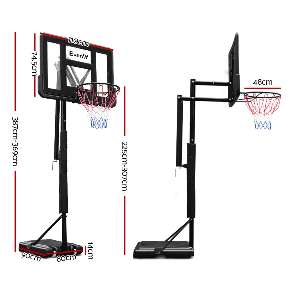 Everfit 3.05M Basketball Hoop Stand System Ring Portable Net Height Adjustable Black