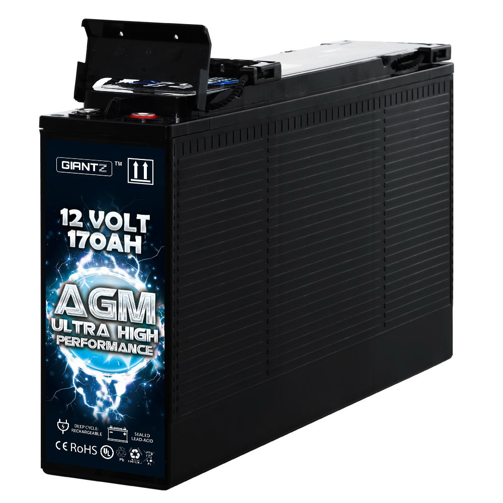 GIANTZ 12V 170AH AGM Deep Cycle Battery Portable 4WD Sealed Marine Solar Slim