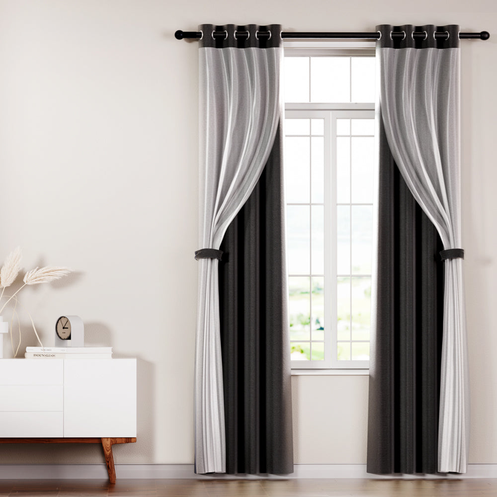Artiss 2X 132x160cm Blockout Sheer Curtains Black – New Aim catalogue