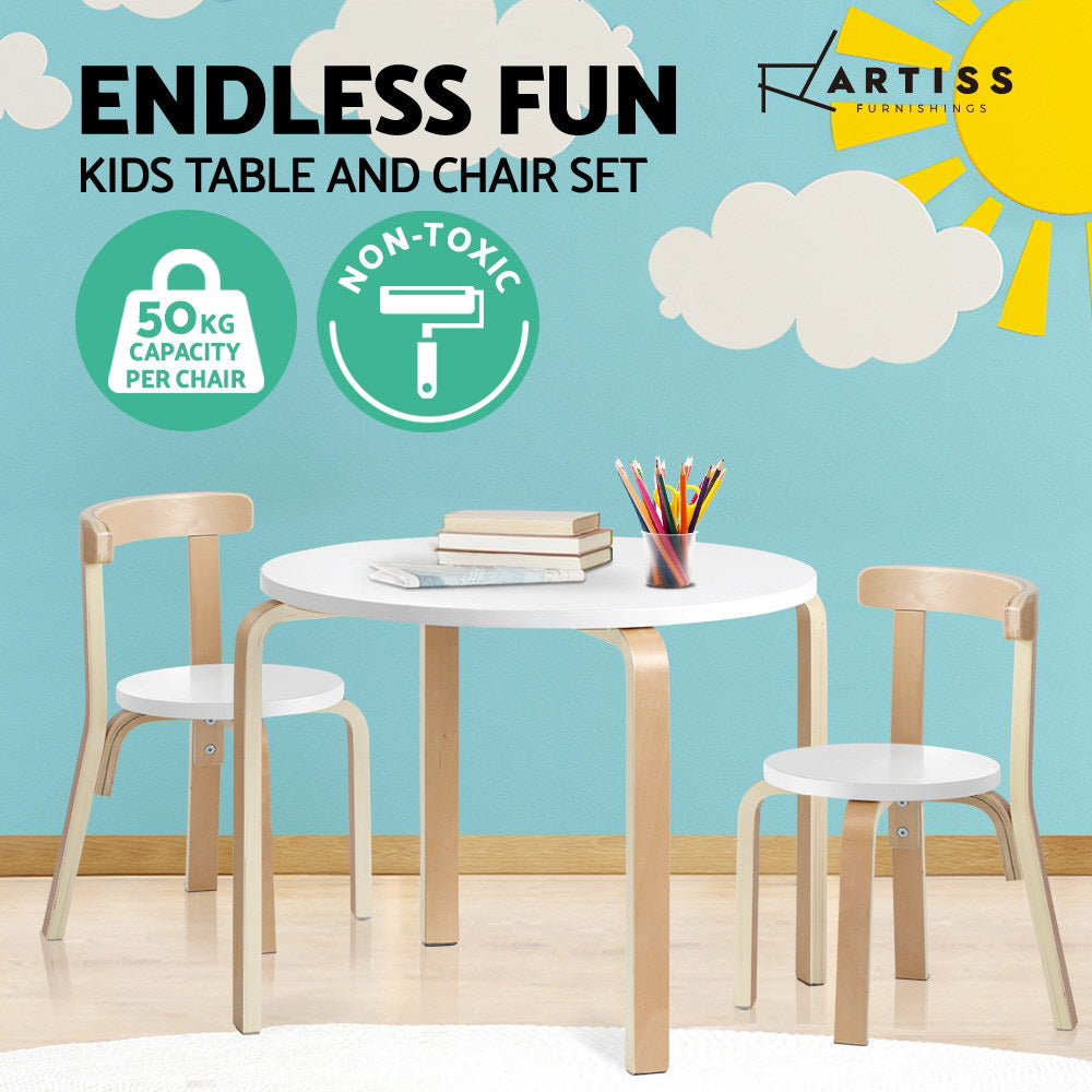 Keezi Nordic Kids Table Chair Set 3PC Desk Activity Study Play Children Modern