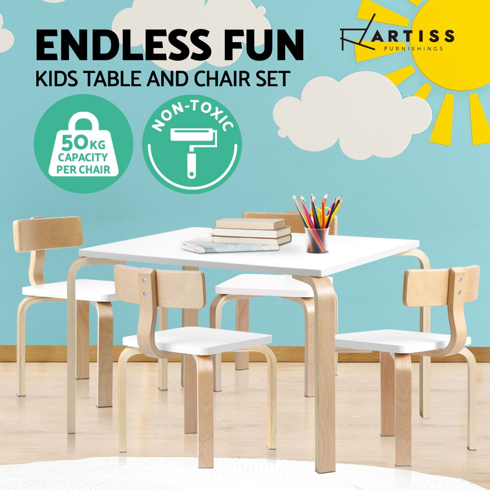 Keezi Nordic Kids Table Chair Set Desk 5PC Activity Dining Study Children Modern