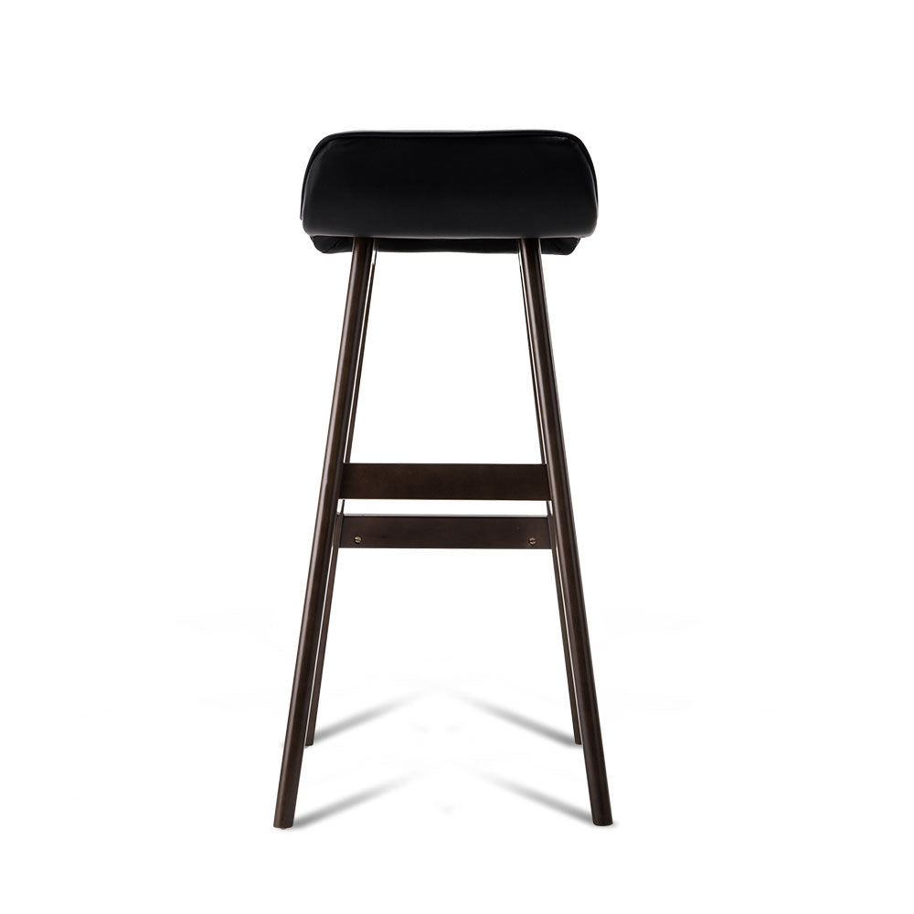 Artiss Set of 2 PU Leather Wood Wave Style Bar Stool - Black