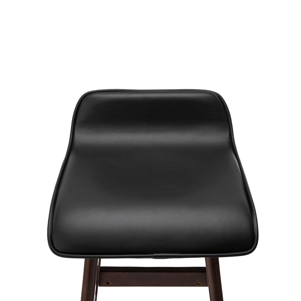 Artiss Set of 2 PU Leather Wood Wave Style Bar Stool - Black