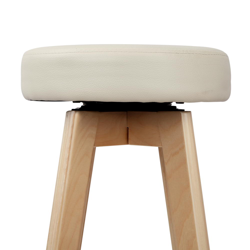 Artiss Set of 2 PU Leather Round Bar Stool - Beige