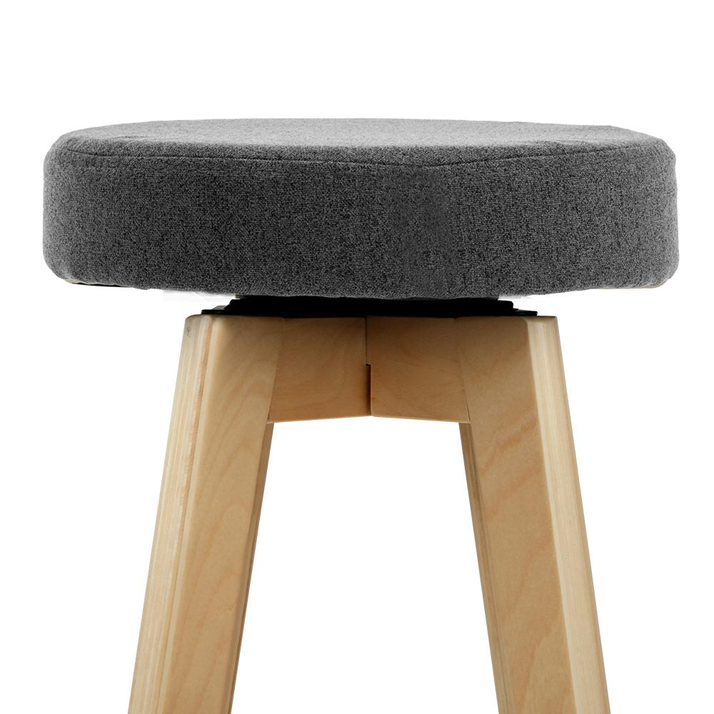 Artiss Set of 2 Linen Fabric Round Bar Stool - Grey