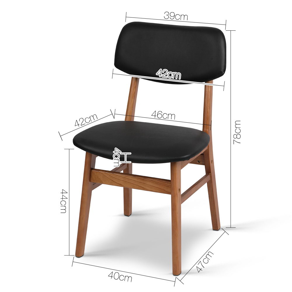 Artiss Set of 2 Wood & PVC Dining Chairs - Black