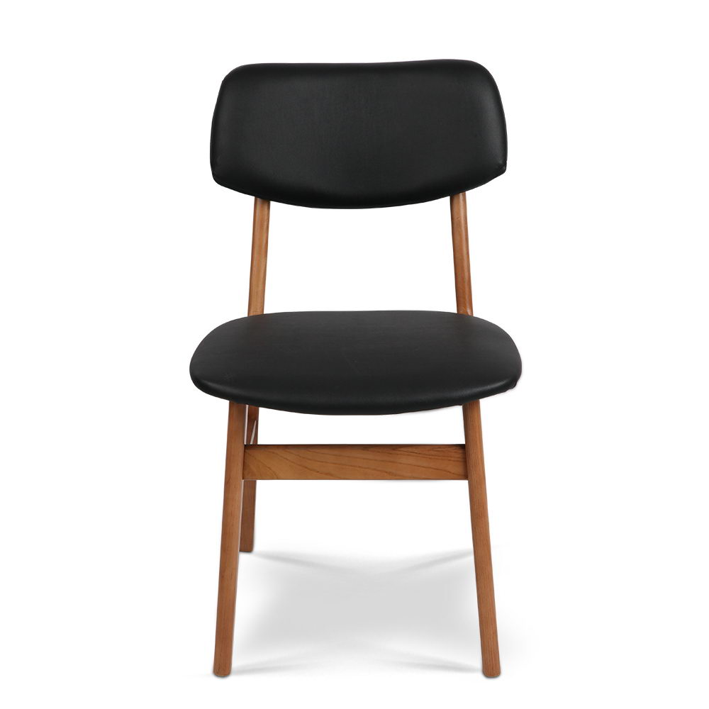 Artiss Set of 2 Wood & PVC Dining Chairs - Black