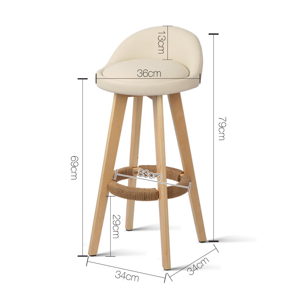 Artiss Set of 2 PU Leather Backrest Bar Stools - Beige