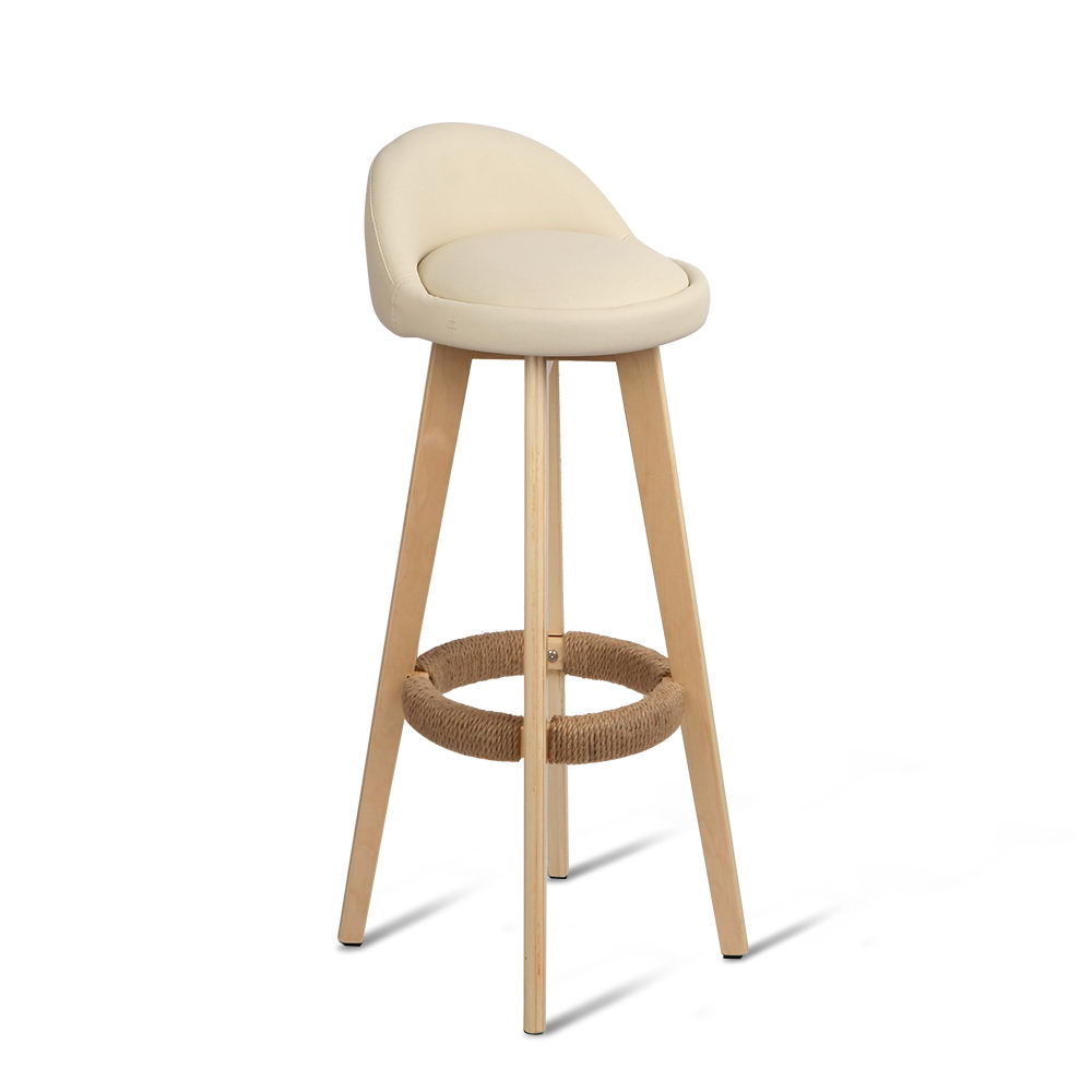 Artiss Set of 2 PU Leather Backrest Bar Stools - Beige