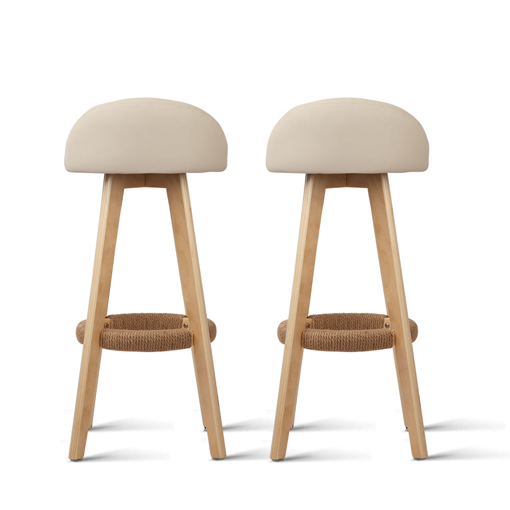 Artiss Set of 2 PU Leather Backrest Bar Stools - Beige