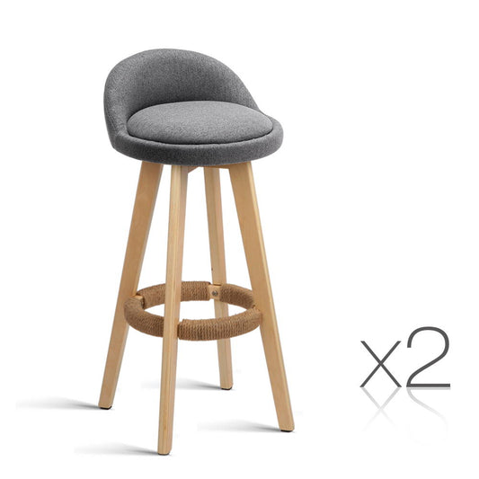 Artiss Set of 2 Fabric Bar Stools-Grey