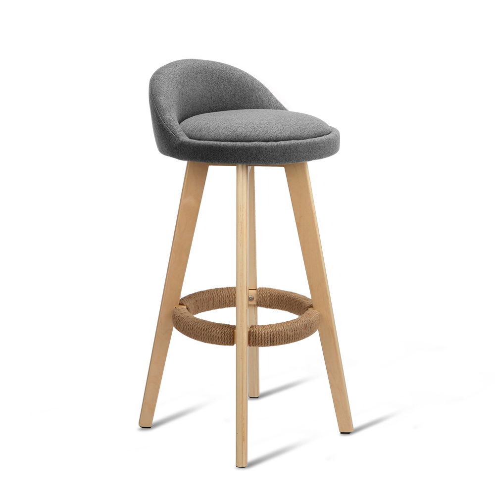 Artiss Set of 2 Fabric Backrest Bar Stools - Grey