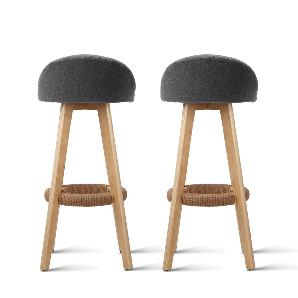 Artiss Set of 2 Fabric Backrest Bar Stools - Grey