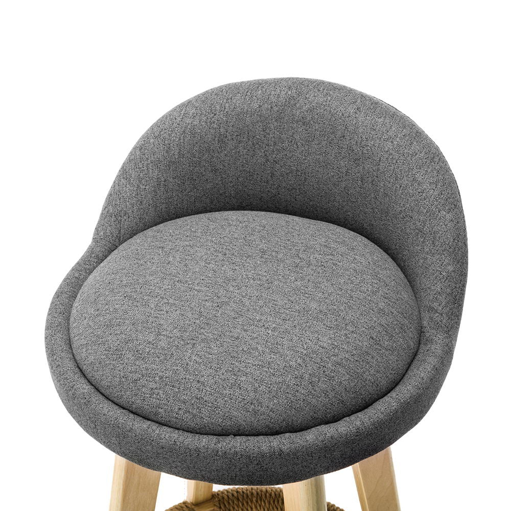 Artiss Set of 2 Fabric Backrest Bar Stools - Grey