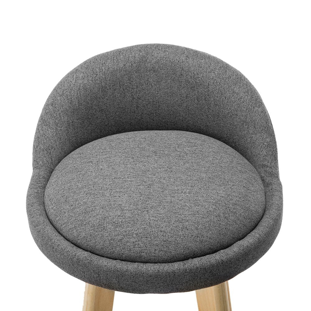 Artiss Set of 2 Fabric Backrest Bar Stools - Grey